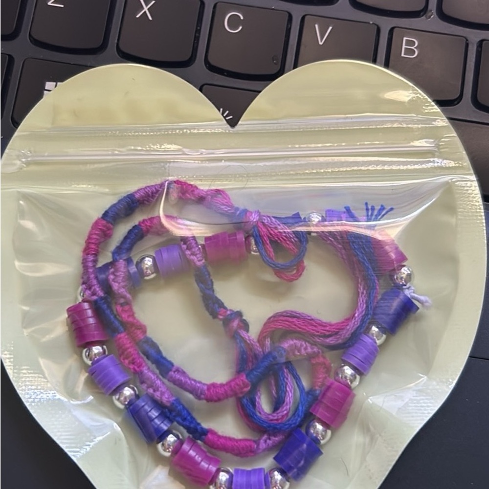 Pink and Purple Beaded Bracelets bi pride